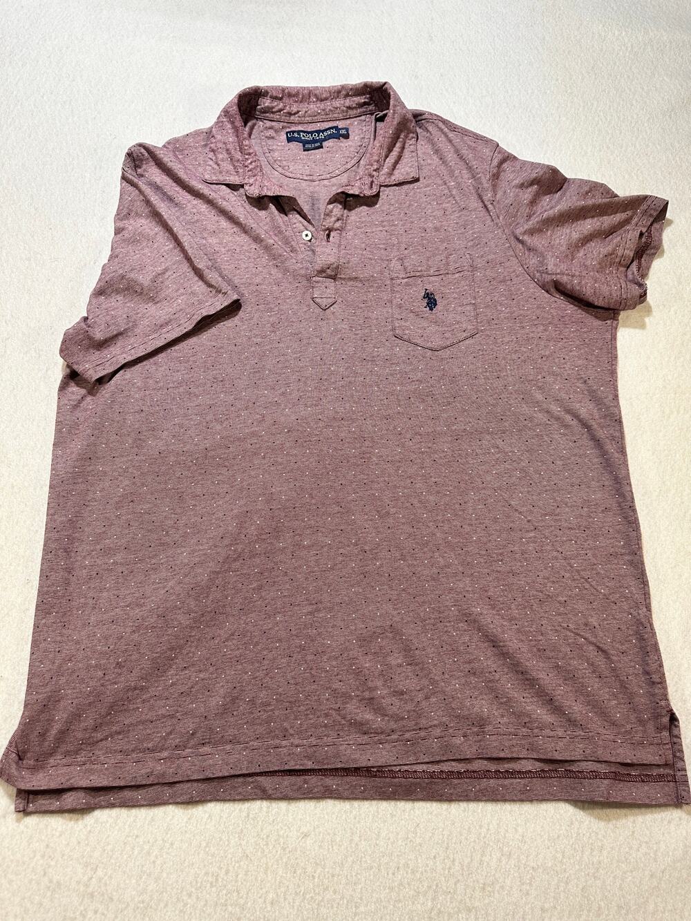 U.S. Polo Assn Men’s XXL Burgundy Polo Shirt Dotted Pocket Logo Casual